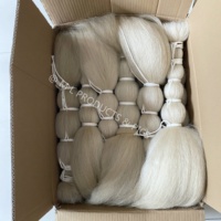Nouveauté 2026 : Cheveux de queue de yak 100 % naturels, lavés et propres, couleur blanche naturelle, 24''-26''