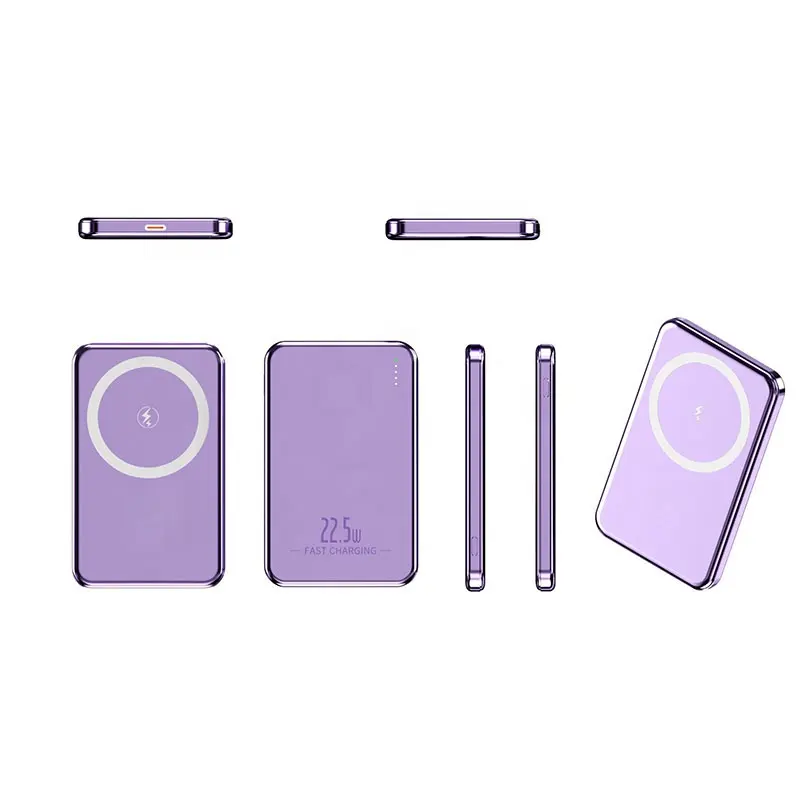 Hot Selling 5000mAh Magnetic Wireless Power Bank 10000MAH Slim Thin Powerbank Mini Portable Charger Power Banks With Logo Custom