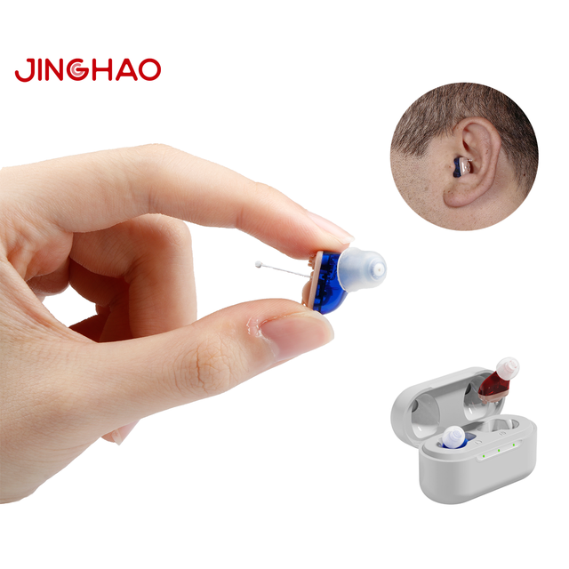 JINGHAO A17 OTC Rechargeable Mini CIC Hearing Aids Invisible Digital 16 Channels for Seniors Mild to Moderate Hearing Loss