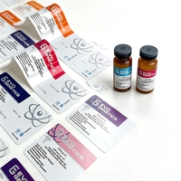 Autocollants d'emballage personnalisés en vinyle imperméable pour flacons de peptides, pour poudre de peptides de laboratoire biotechnologique, contenants de 2 ml, 10 ml, 15 ml