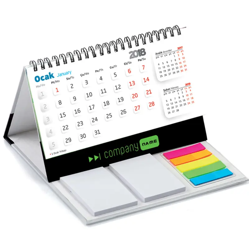 Custom logo Calendar Islamic Muslim Table Desk Calendars Promotional gifts Coil 365 Day wall Calendar Planner printing