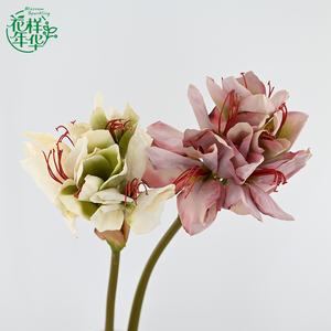 Fleurs d'amarilles artificielles roses et blanches mélangées de 70 cm à longue tige, élégantes pour centre de table de mariage et arrangement en vase - Product Image 1