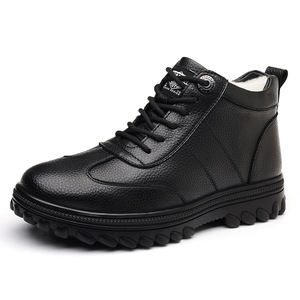 Men Winter Snow Boots <b>Ankle</b> Height Genuine Leather Round Toe Plush Lining Rubber Outsole Anti Slip Warm EVA Midsole - Product Image 5