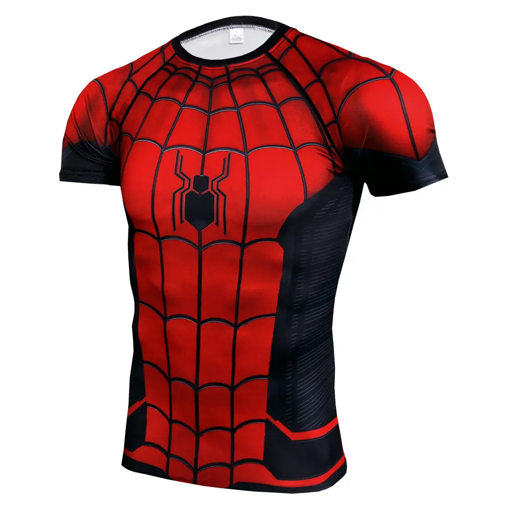 Quick DryFit T-Shirt 3D-Druck Superheld Herren Kompression Kurzarm Sport Spiderman T-Shirt