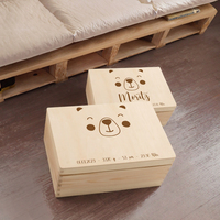 Boîte à souvenirs pour bébé, personnalisée, gravée, en bois de hêtre, thème ours, pour ranger les souvenirs, cadeau pour la naissance, le baptême, l'anniversaire, les filles