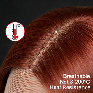 Parrucca Afro Lunga Ondulata con Radici Scure in <span class=keywords><strong>Capelli</strong></span> Remy, <span class=keywords><strong>Colore</strong></span> Castano Rossastro, in Offerta # <span class=keywords><strong>Capelli</strong></span> Umani in 33 Colori con Frangia - Product Image 2