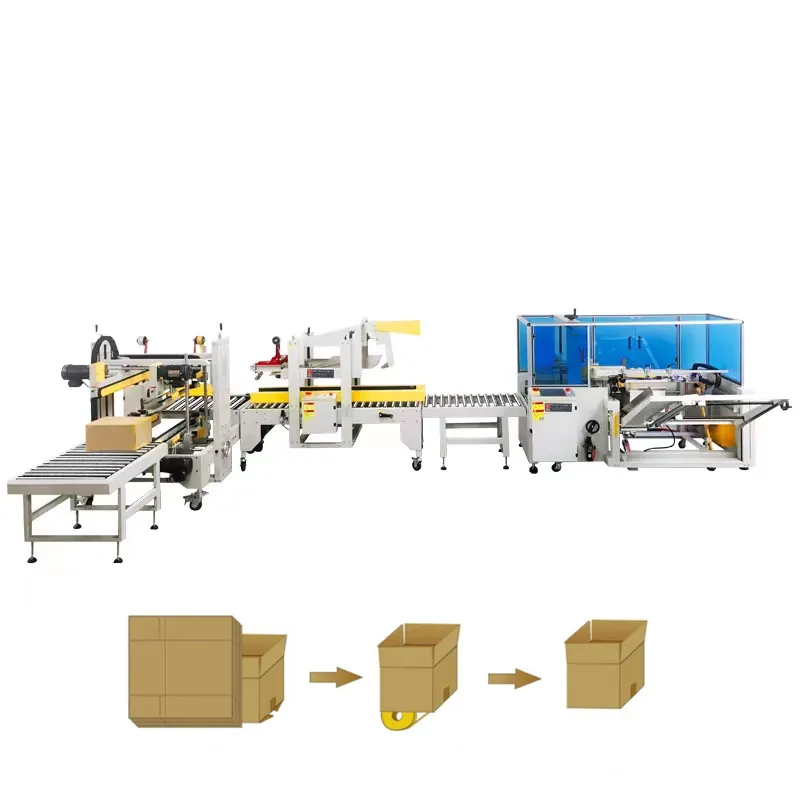 Máquina de selagem de caixa automática, caixa de vedação de caixa de caixa de papelão com transportador