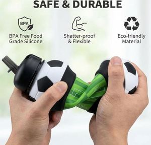 Leak Proof Food Grade Silicone Collapsible Football Water Bottle Straw BPA Free <b>Reusable</b> Kids Sports Water <b>Cup</b> for Outdoor - Product Image 4
