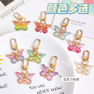 Wholesale Gradient Colorful Butterfly Acrylic Keychain Bag Pendant Decorations for Women Girls Fashion Delicate <b>Key</b> <b>Ring</b> Gifts - Product Image 4