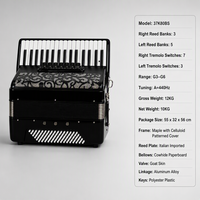 Accordéon 37 touches 80 basses à prix de gros, avec anches italiennes et 7+3 commutateurs de registre, plusieurs couleurs disponibles, fourni par le fabricant
