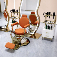 Nouveau Fauteuil de Barbier Professionnel Inversé en Acier Inoxydable avec Base, Grande Pompe de Levage, Chaise de Salon Personnalisable, Modèle LF015