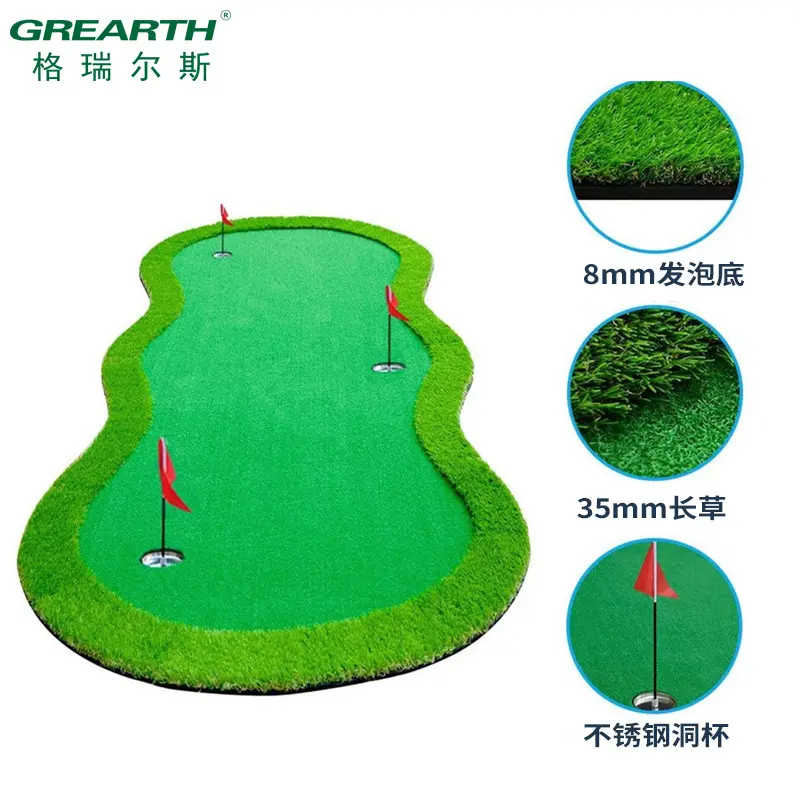 Putter hijau portabel dalam ruangan, alas rumput buatan ponsel simulasi Golf