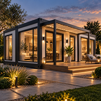 Module de maison conteneur moderne, espace de vie rectangulaire, structure en acier, villa extérieure pour usage résidentiel