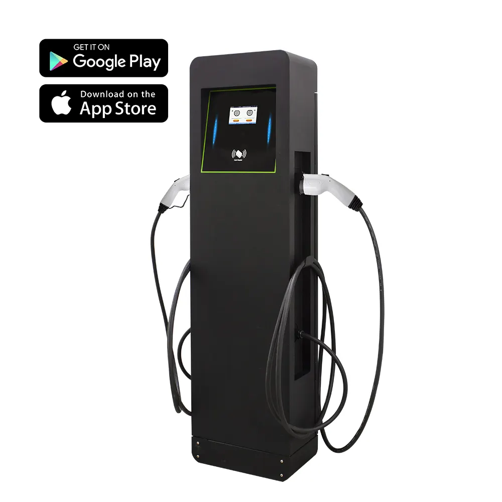 Ac ev commercial charger 22kw ip55 22kw double charging gun car charge 44kw floor mounted charging stations