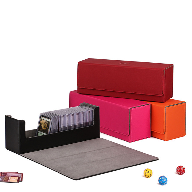 400 Card Premium PU Leather Desk Box Card Multi Color Large Capacity Flip Magnetic Closure Card Deck Box