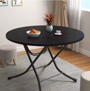 Table de repas ronde pliable d'extérieur en bois texturé, moderne, économique et durable, idéale pour les rassemblements dans le patio ou le jardin - Product Image 4