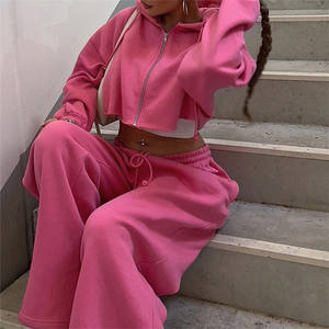 Completo <span class=keywords><strong>Donna</strong></span> Autunno Inverno 2025: Felpa Corta con Cappuccio e Zip e Pantaloni Lunghi, Set Casual di Felpe e Pantaloni Sportivi - Product Image 3