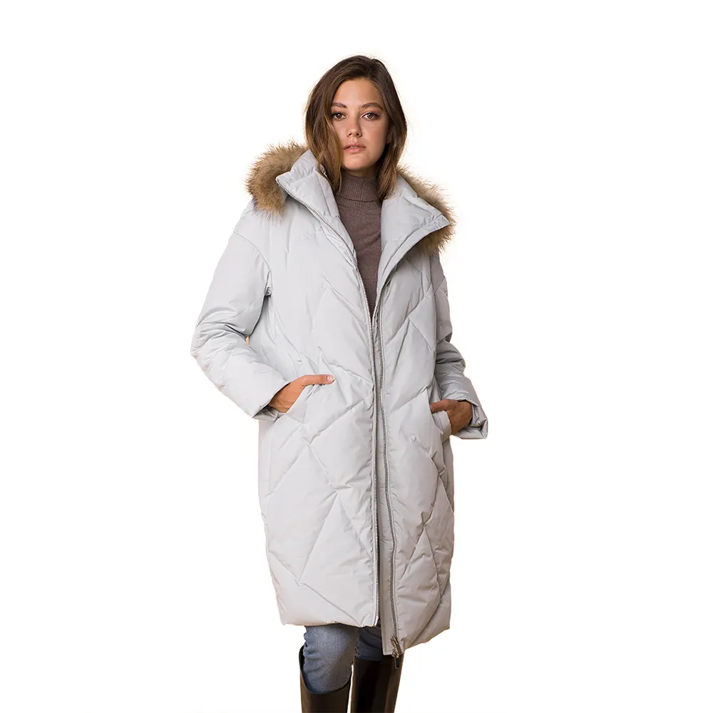 Women's Down Coat with Fur Hood with 70/30 Duck Down Parka Puffer Jacket