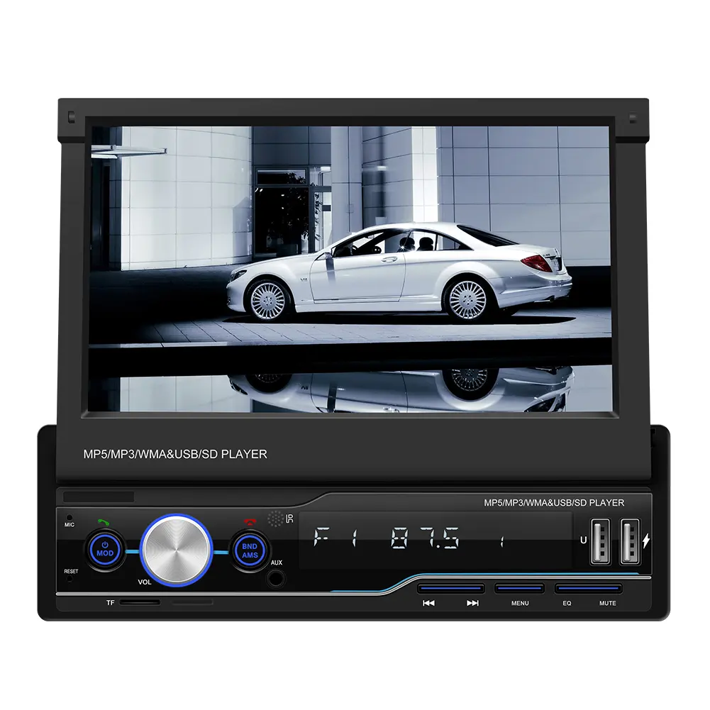 Factory Supply 7 Inch Android Touch Screen Car Radio Retractable GPS Navigation DSP BT MP3 MP5 Player Carplay with Wifi