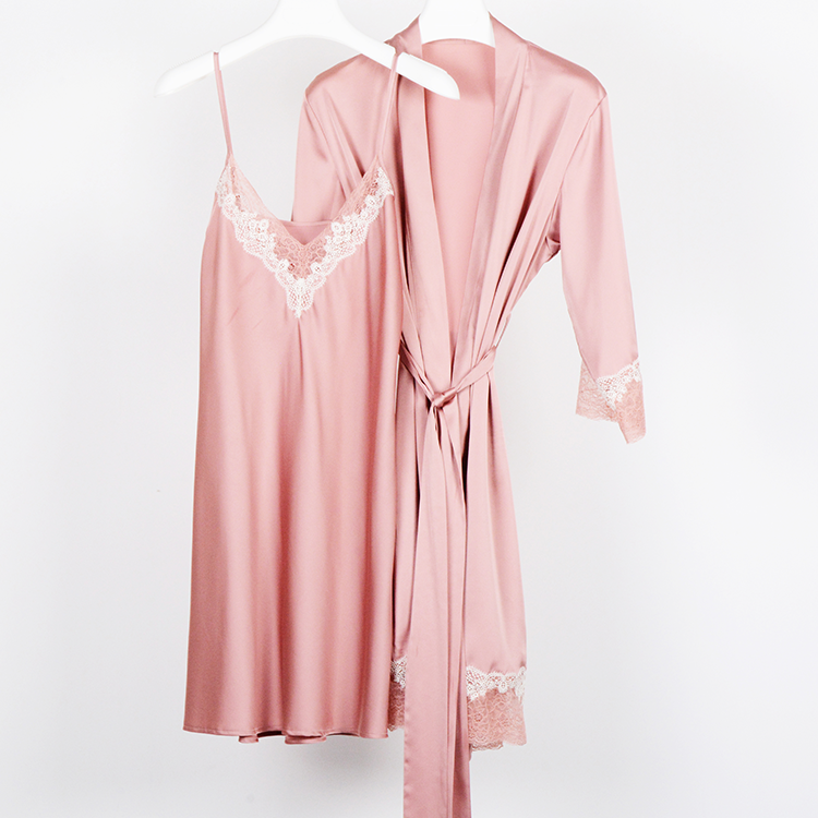 Encaje Rosa Moda Señora Sex Night Robes Batas de seda para mujeres