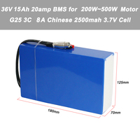 Batterie de vélo électrique 36V / 48V, 15Ah 20Ah, pour moteur de 200W-1800W, batterie de vélo électrique en PVC