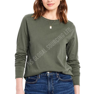 Camiseta de manga larga informal para todos los días, algodón suave, cómoda y elegante para el trabajo, viajes en casa o ocio, atuendo esencial perfecto para mujer - Product Image 1