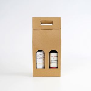 Luxury Custom Printed 2 Bottle Cardboard Kraft Paper Corrugated <b>Wine</b> Box With Die Cut Handle - Product Image 4