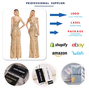 L2123 शानदार सुरुचिपूर्ण शाम के कपड़े v-गर्दन आस्तीन वाले लंबे औपचारिक प्रेम पार्टी कपड़े महिलाओं को - Product Image 3