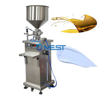 Machine de remplissage verticale à piston pour sauces, miel et pâtes, de 100 ml à 1000 ml, avec trémie