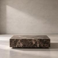 Table basse rectangulaire en marbre Emperador foncé moderne OAKEN, table centrale en marbre naturel, table basse de luxe pour salon