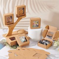 Caja de Regalo Plegable de Papel Kraft Marrón con Ventanas Transparentes, Recubrimiento UV, Grabado en Relieve, Reciclable y Duradera, para Fiestas, Bodas, Panadería