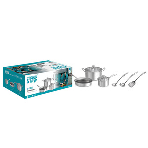 Juego de 3 piezas de ollas y sartenes para el hogar de la fábrica de comercio exterior Winning Star: olla para sopa, olla para leche y sartén. - Product Image 1
