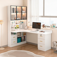 Bureau d'ordinateur personnalisable en taille et couleur, durable et écologique, avec étagère, bibliothèque et tiroirs, mobilier gain de place pour le bureau à domicile