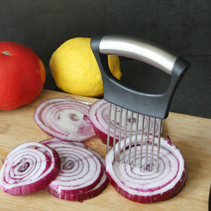 Cortador ergonómico duradero de grado alimenticio, rebanadora de acero inoxidable, asistente de alimentos, soporte para cebolla - Product Image 6