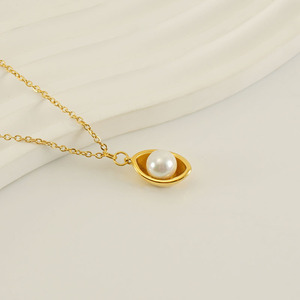 ZOGXIN Pearl Necklace 18K Gold Plated Stainless Steel Clavicle Chain For Women Everyday Wear - Product Image 2
