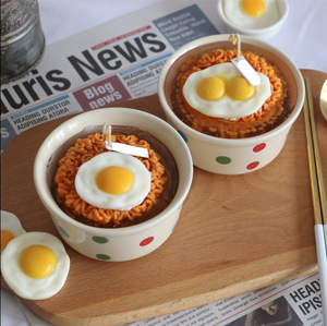 บะหมี่กึ่งสำเร็จรูปไข่ที่สร้างสรรค์เทียนหอมไข่ลวกขี้ผึ้งถั่วเหลืองขี้ผึ้งเจลลี่ขี้ผึ้งของขวัญวันเกิดอุปกรณ์ประกอบฉากการถ่ายภาพของหวาน - Product Image 4