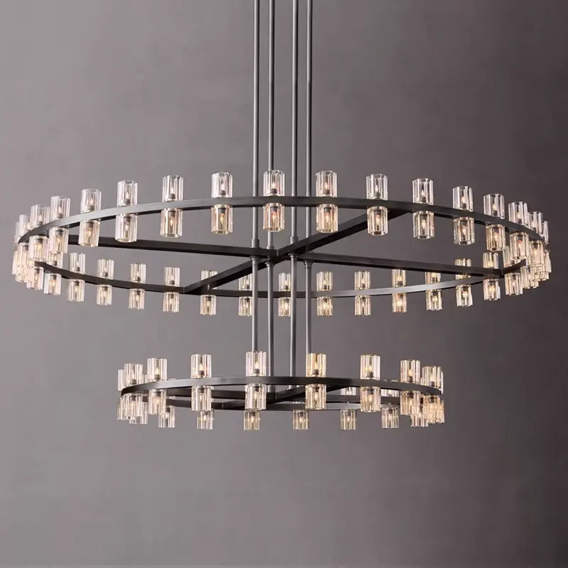 Modern American chandelier engineering crystal round lamp pendant light for villa living room hotel lobby restaurant