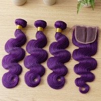 Paket Rambut Manusia FH Double Drawn Body Wave, Set Lace Closure, Weave Machine Weft, Remy Human Hair Grosir