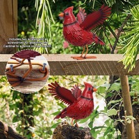 Ornement de jardin en métal rouge Oniya, oiseau cardinal, décoration de cour extérieure, cadeau pour les amoureux des oiseaux, sculpture d'art pour la pelouse et le patio