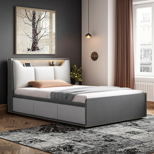 Giường ngủ trẻ em cỡ lớn thiết kế sang trọng 1,35*1,9m có ngăn kéo lưu trữ, giường đơn - Product Image 2