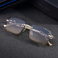 Lunettes de soleil Partagas tendance et élégantes avec logo personnalisé, sans monture, verres taillés en diamant, tête de léopard, UV400, pour hommes et femmes