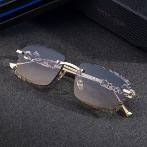 Lunettes <span class=keywords><strong>de</strong></span> <span class=keywords><strong>soleil</strong></span> Partagas tendance et élégantes avec logo personnalisé, sans monture, verres taillés en diamant, tête <span class=keywords><strong>de</strong></span> léopard, UV400, pour hommes et femmes - Product Image 3