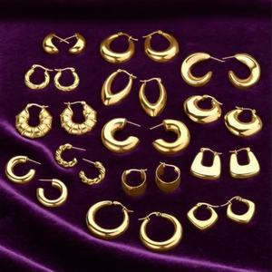 Aros de Metal Color Dorado, Resistentes al Deslustre, Joyería Personalizada al por Mayor, Acero Inoxidable, Impermeables, para Uso Diario de Mujeres - Product Image 2