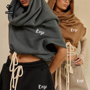 Haut court sans manches à col montant pour <span class=keywords><strong>femme</strong></span>, <span class=keywords><strong>sweat</strong></span>-shirt à <span class=keywords><strong>capuche</strong></span> personnalisé tendance pour le quotidien, l'entraînement et le streetwear - Product Image 2