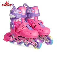 MZS887PS-QS Patins à roulettes réglables lumineux pour enfants avec protections genoux, coudes, poignets et casque, roulements ABEC-7