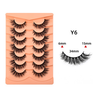 Faux cils en cheveux synthétiques, longueurs mixtes, spectaculaires, volumineux, bande complète, réutilisables, faits à la main, extensions de cils pour maquillage, vente en gros - Product Image 2