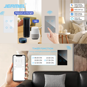 Interruptor Inteligente Tuya con Panel Táctil de Vidrio, Estándar Estadounidense, Control Remoto por Aplicación, WiFi Inteligente, Interruptor de Pared Eléctrico de 1/2/3/4 Vías - Product Image 3