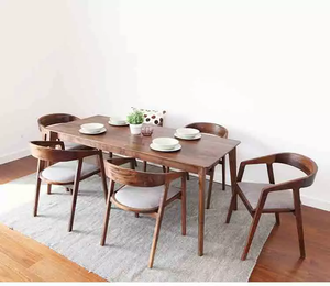 Chaise de salle <span class=keywords><strong>à</strong></span> manger scandinave moderne en bois massif avec siège en tissu et accoudoirs pour hôtels et villas - Product Image 5