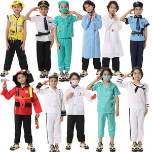 Costume de <span class=keywords><strong>pompier</strong></span> pour Halloween, tenue de fête pour enfants, costume de policier, avocat, pilote, médecin, ouvrier, costumes de jeu de rôle pour enfants - Product Image 1