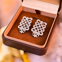 Parures de bijoux fantaisie pour mariage, style euro-américain vintage, collier et boucles d'oreilles en alliage, sertis de zircons, design ajouré